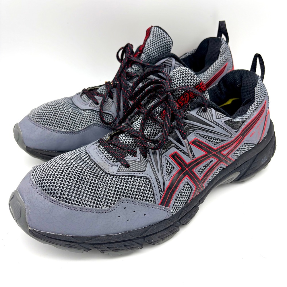 ASICS Gel-Venture 8 Mens 13 Trail Running Shoes Grey Black Red Hiking Gorpcore